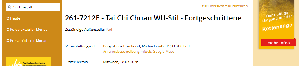 Neuer Kurs über die VHS Merzig-Wadern e.V. 