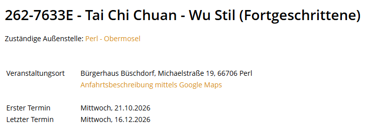 Neuer VHS Kurs ab Herbst 2026